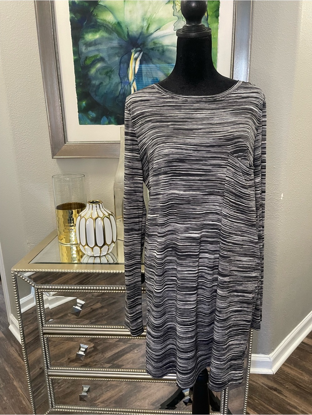 BCBGMaxAzria Gray Marled Long Sleeve Mini Dress